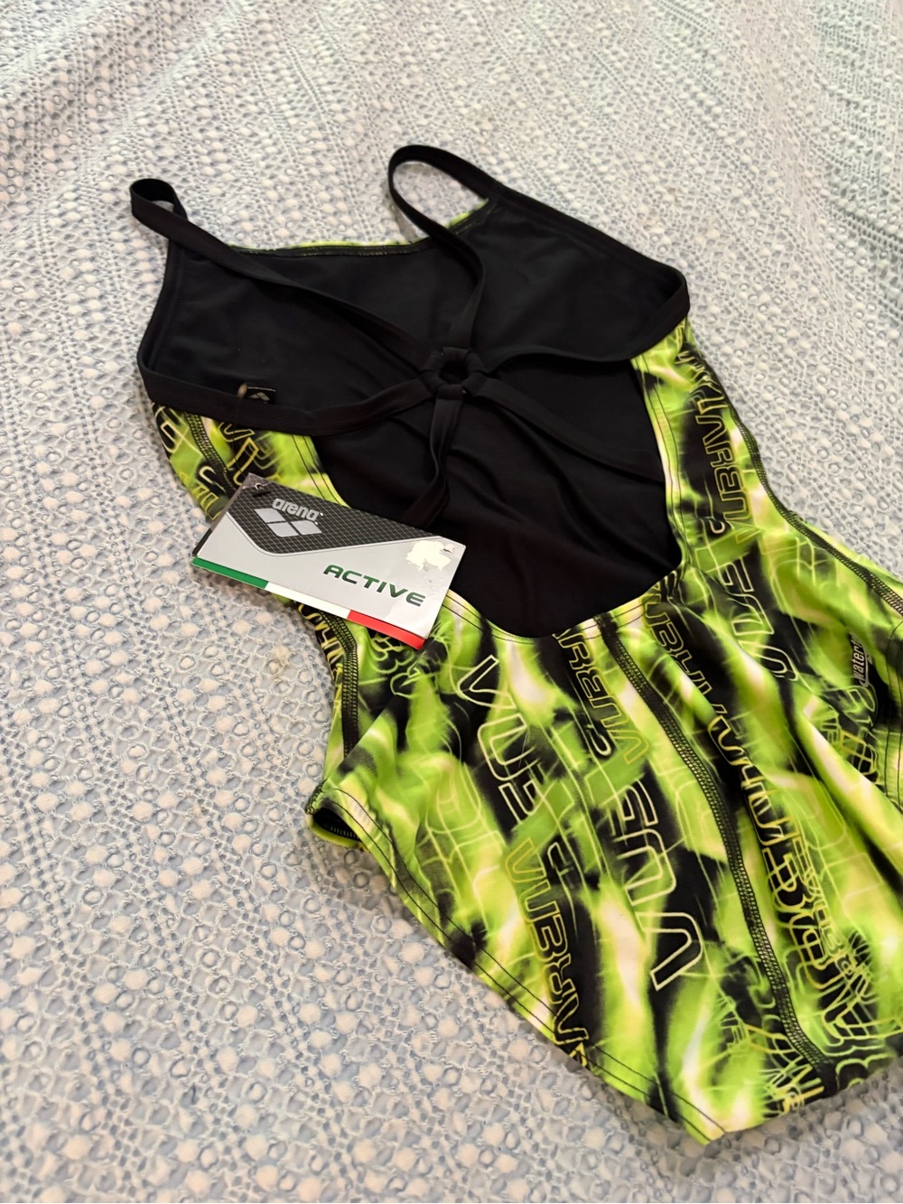 Arena Mabelle FL Spider Challenge Back Swimsuit Black Pistache Green Sz 32 - Picture 7 of 13